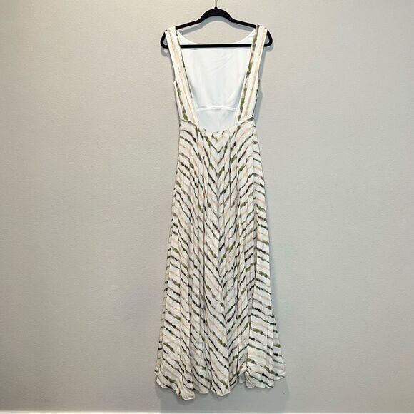 NWT Fame & Partners The Ori Dress Lightweight Crepe Linear Tie Dye Ivory Size 2 - Picture 3 of 7